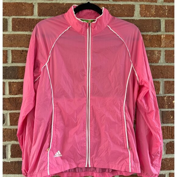 Adidas ClimaProof Pink Full-Zip Windbreaker Jacket | Size M - Picture 1 of 10